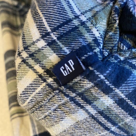 Gap Flannel Shirt Plaid Button Down Blue White Casual Collared Long Sleeve Large - Picture 4 of 6